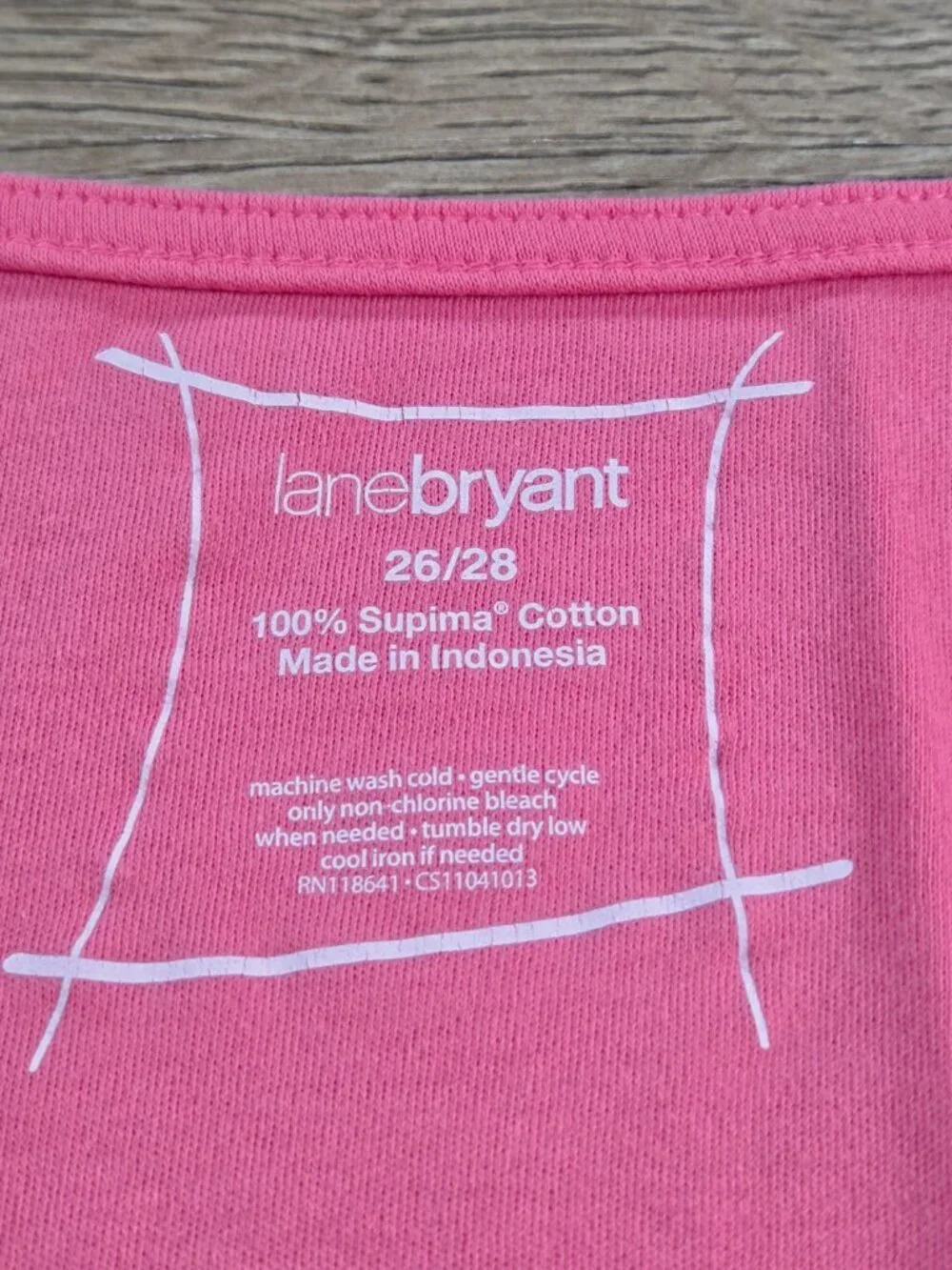 Lane Bryant Pink Supima Cotton Pleated Neck Short Sleeve Tee Shirt‎ Size 26/28
